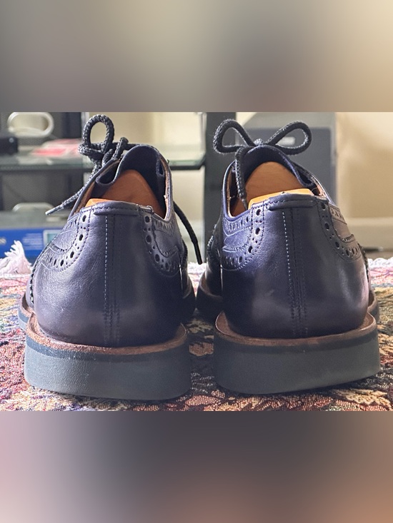 Tricker\'s London Navy Blue Leather Brogue Derby Men’s Dress Shoe Size 9.5 main image 8